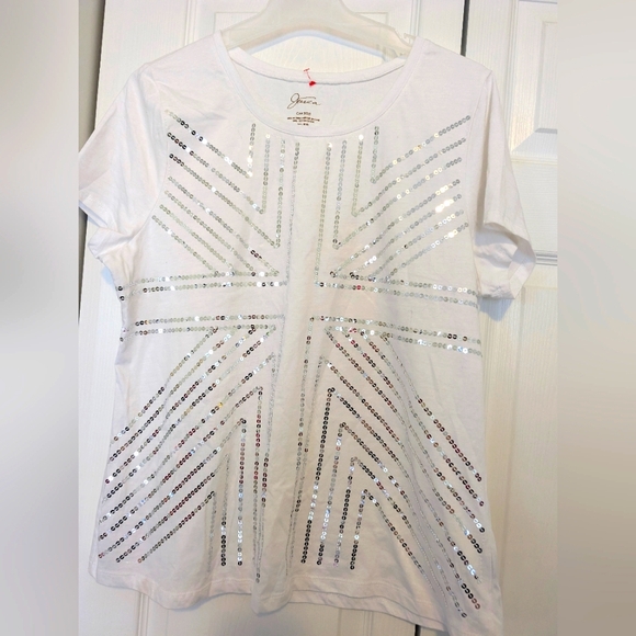 Not Jessica white 🤍 top w/ silver bling 😍size 18 / XL - Picture 1 of 4